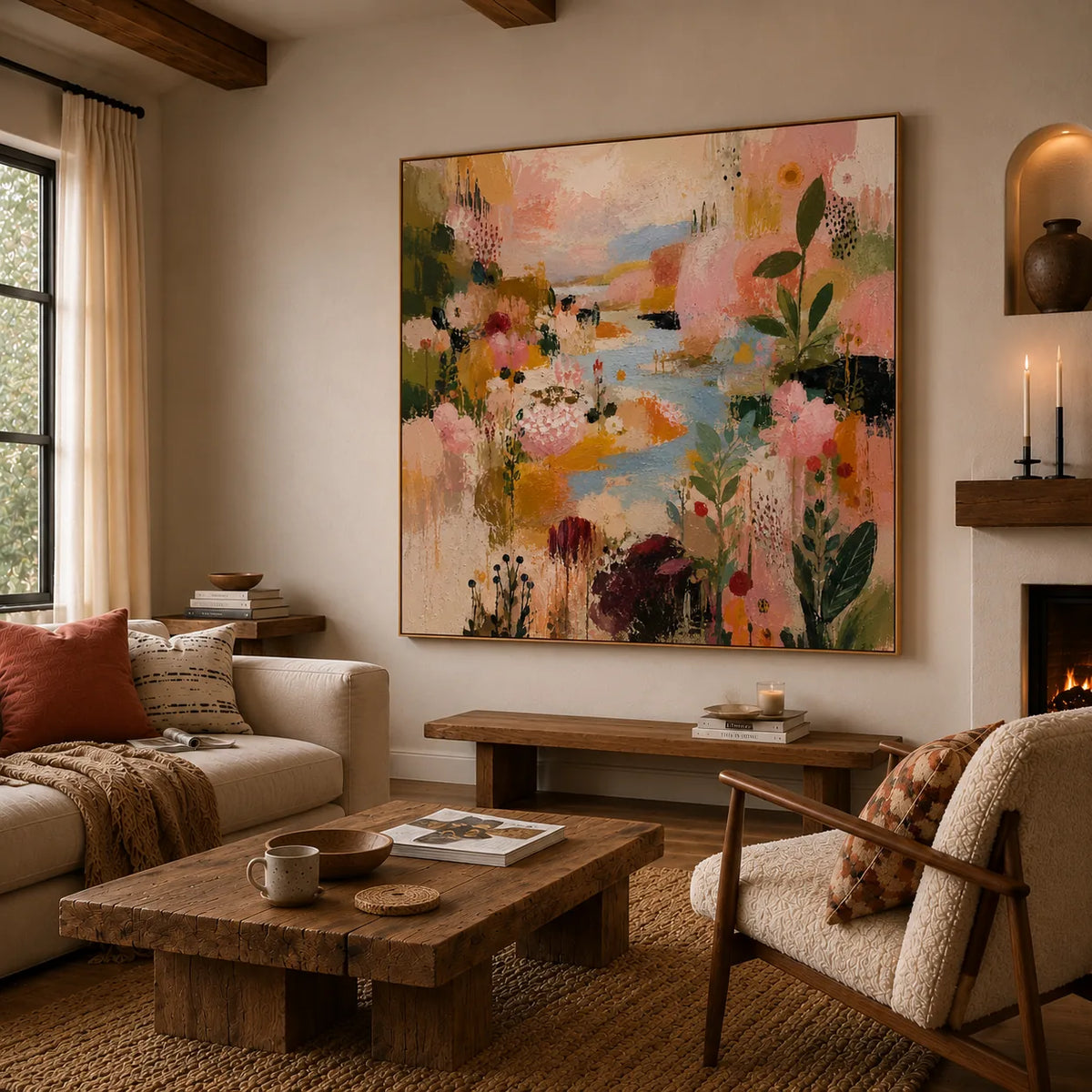Garden Parade Floral Wall Art styled interior scene 1 | Olyrel