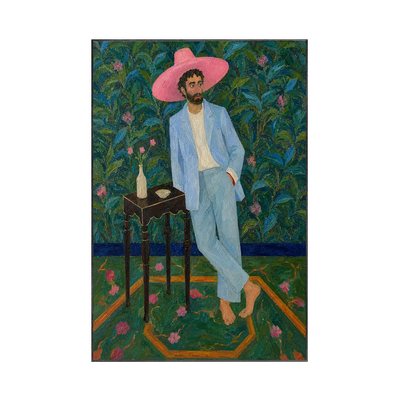 Pink Hat Gentleman Wall Art | Olyrel