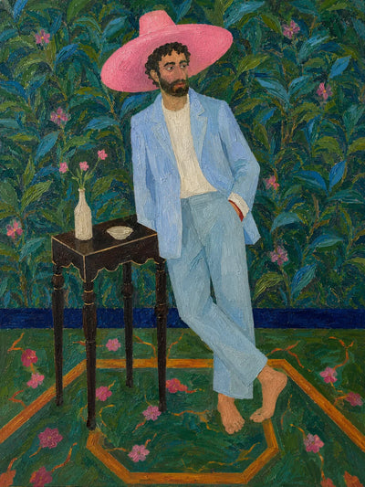 Pink Hat Gentleman Wall Art artwork view | Olyrel
