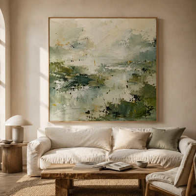Sage Marsh Abstract Wall Art styled interior scene 1 | Olyrel