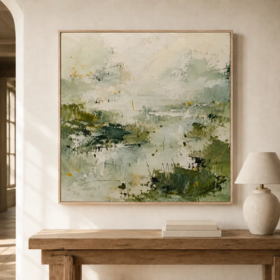 Sage Marsh Abstract Wall Art styled interior scene 2 | Olyrel