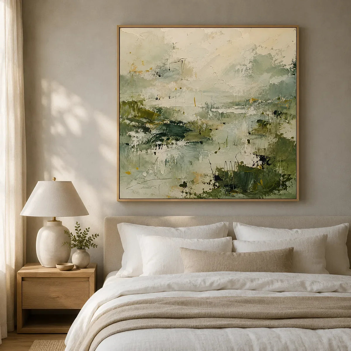 Sage Marsh Abstract Wall Art styled interior scene 3 | Olyrel