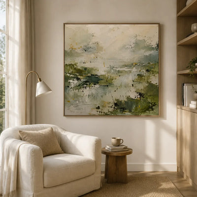 Sage Marsh Abstract Wall Art styled interior scene 4 | Olyrel