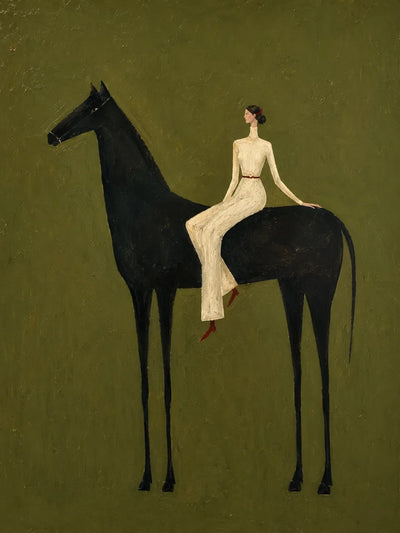 Midnight Horsewoman Figure Wall Art artwork view | Olyrel
