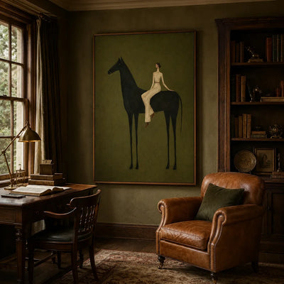 Midnight Horsewoman Figure Wall Art styled interior scene 4 | Olyrel