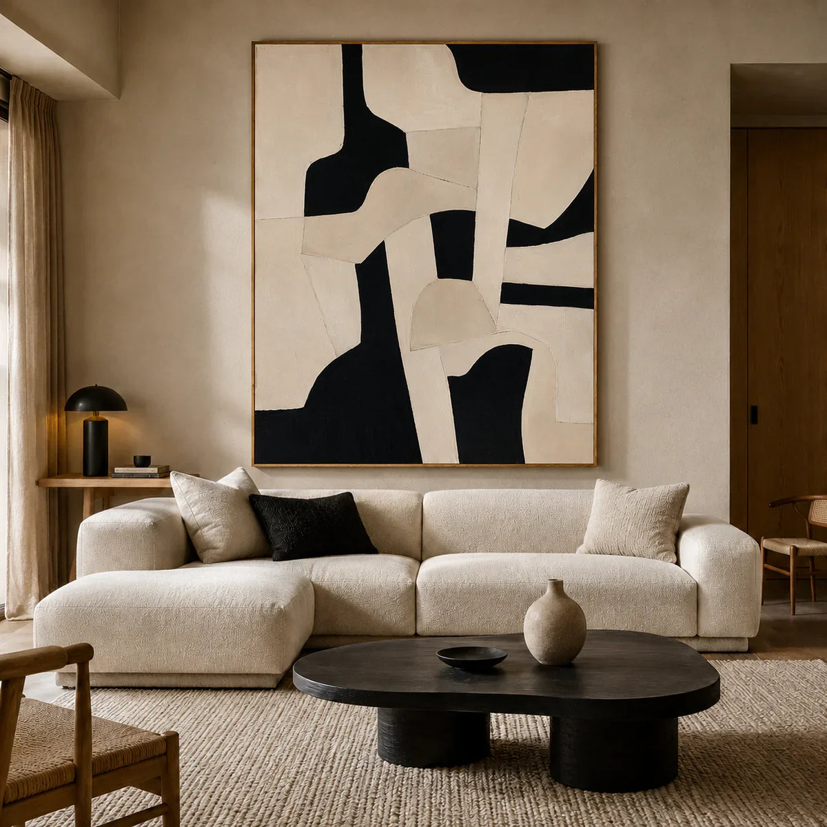 Ivory Forms Abstract Wall Art styled in a living room | Olyrel