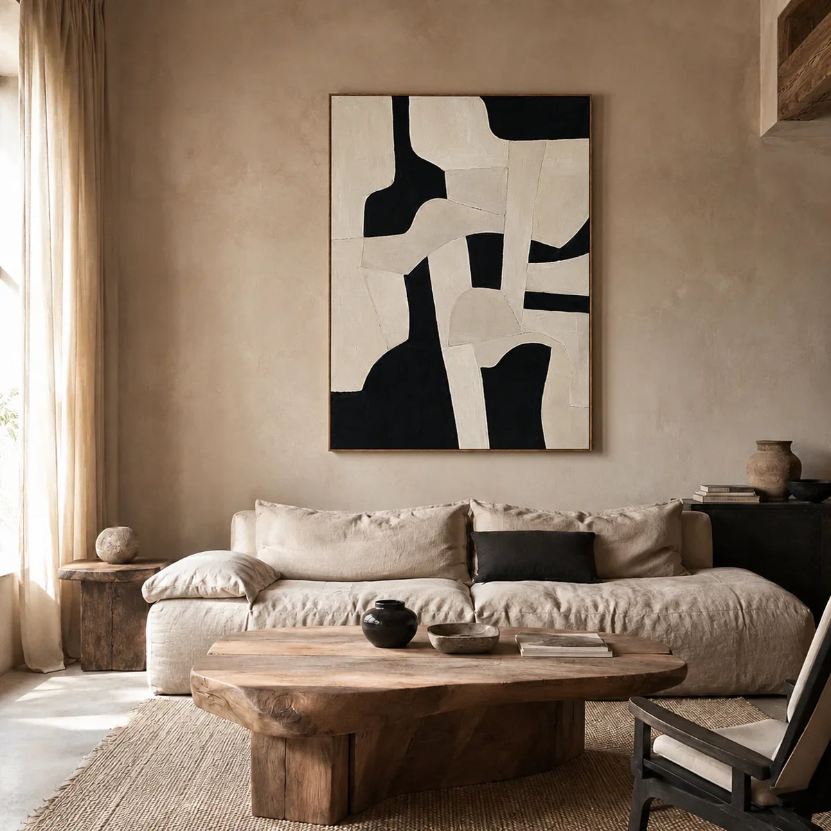 Ivory Forms Abstract Wall Art styled in a living room | Olyrel