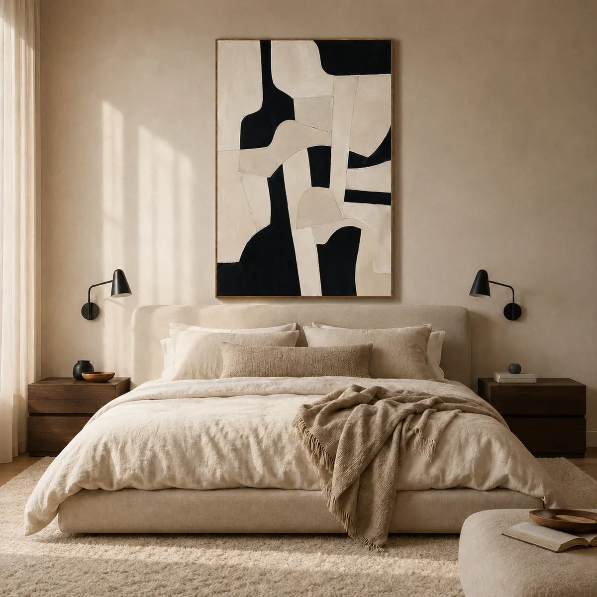 Ivory Forms Abstract Wall Art styled in a bedroom | Olyrel