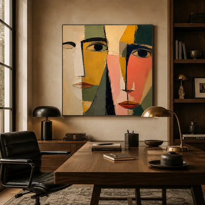 Colorblock Faces Abstract Wall Art styled interior scene 4 | Olyrel