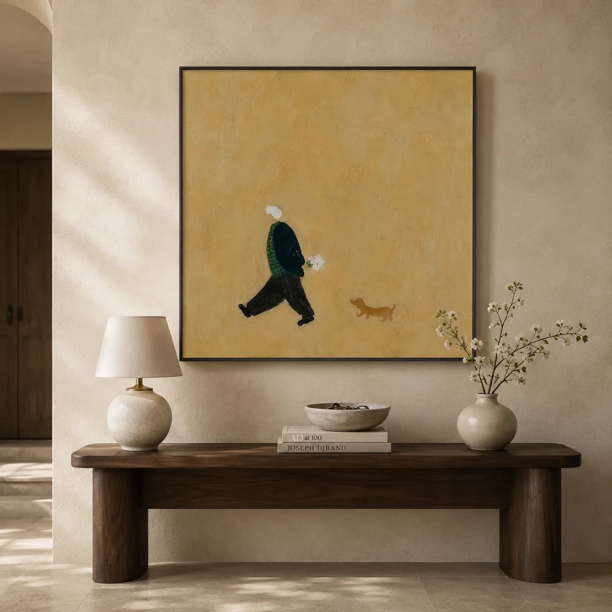 Golden Stroll Figure Wall Art styled interior scene 1 | Olyrel