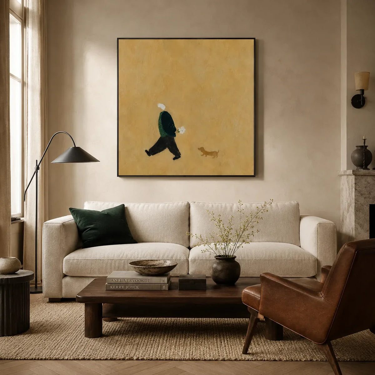 Golden Stroll Figure Wall Art styled interior scene 2 | Olyrel