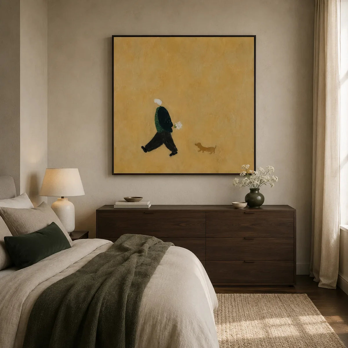 Golden Stroll Figure Wall Art styled interior scene 4 | Olyrel