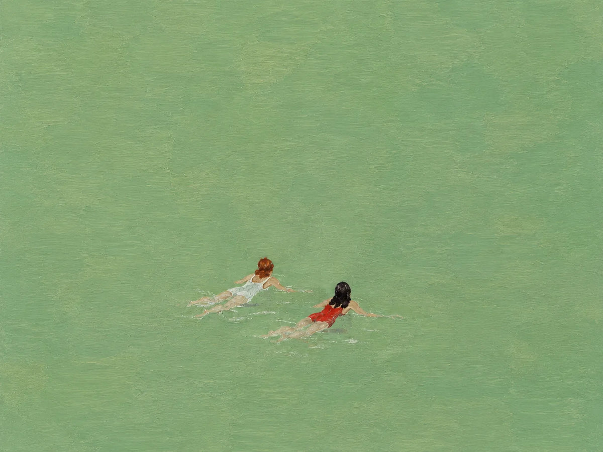 Emerald Swimmers Figure Wall Art artwork view | Olyrel