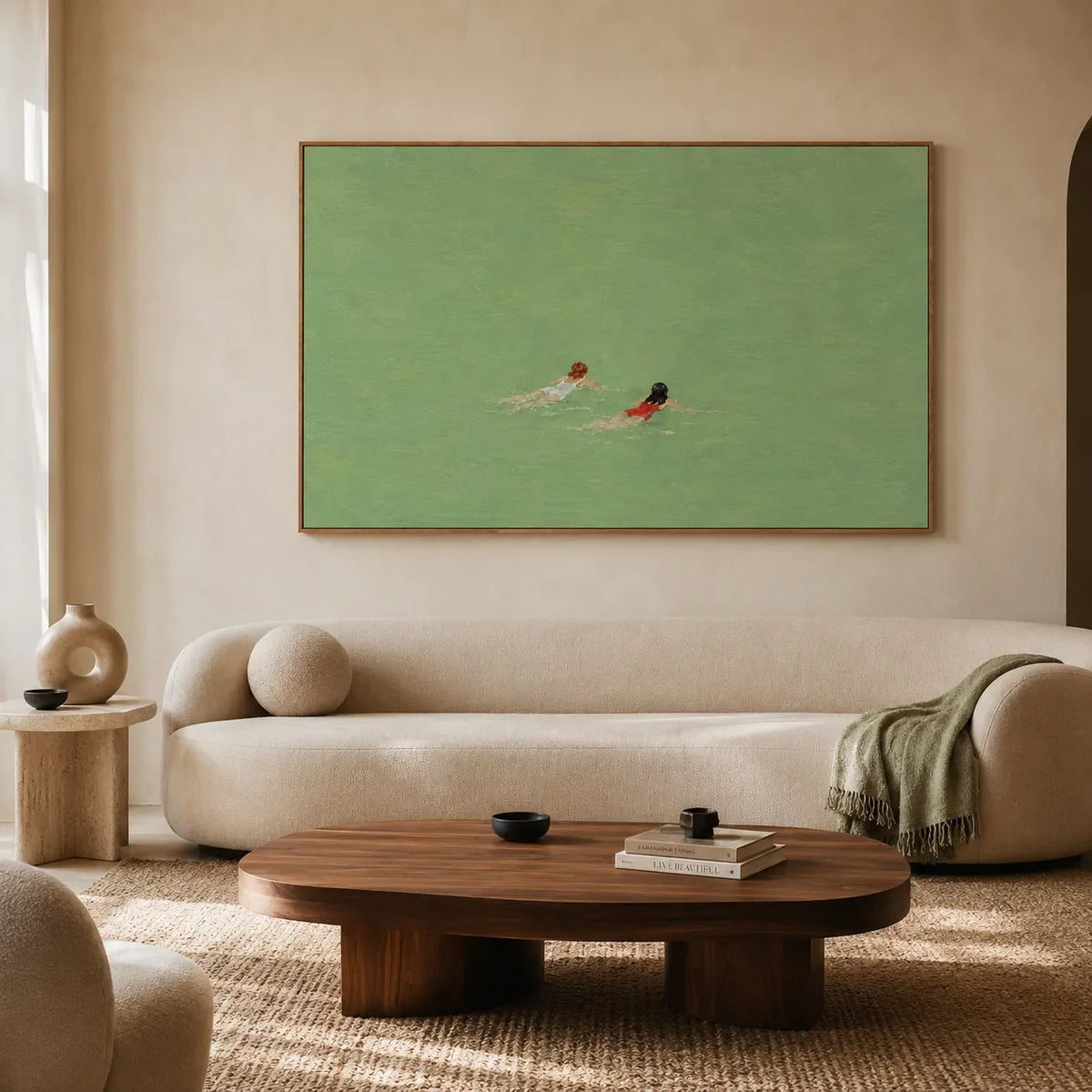 Emerald Swimmers Figure Wall Art styled interior scene 1 | Olyrel