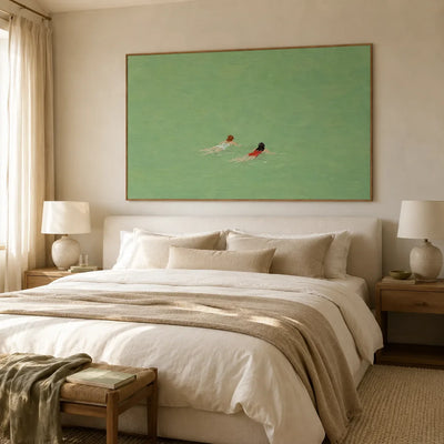Emerald Swimmers Figure Wall Art styled interior scene 2 | Olyrel