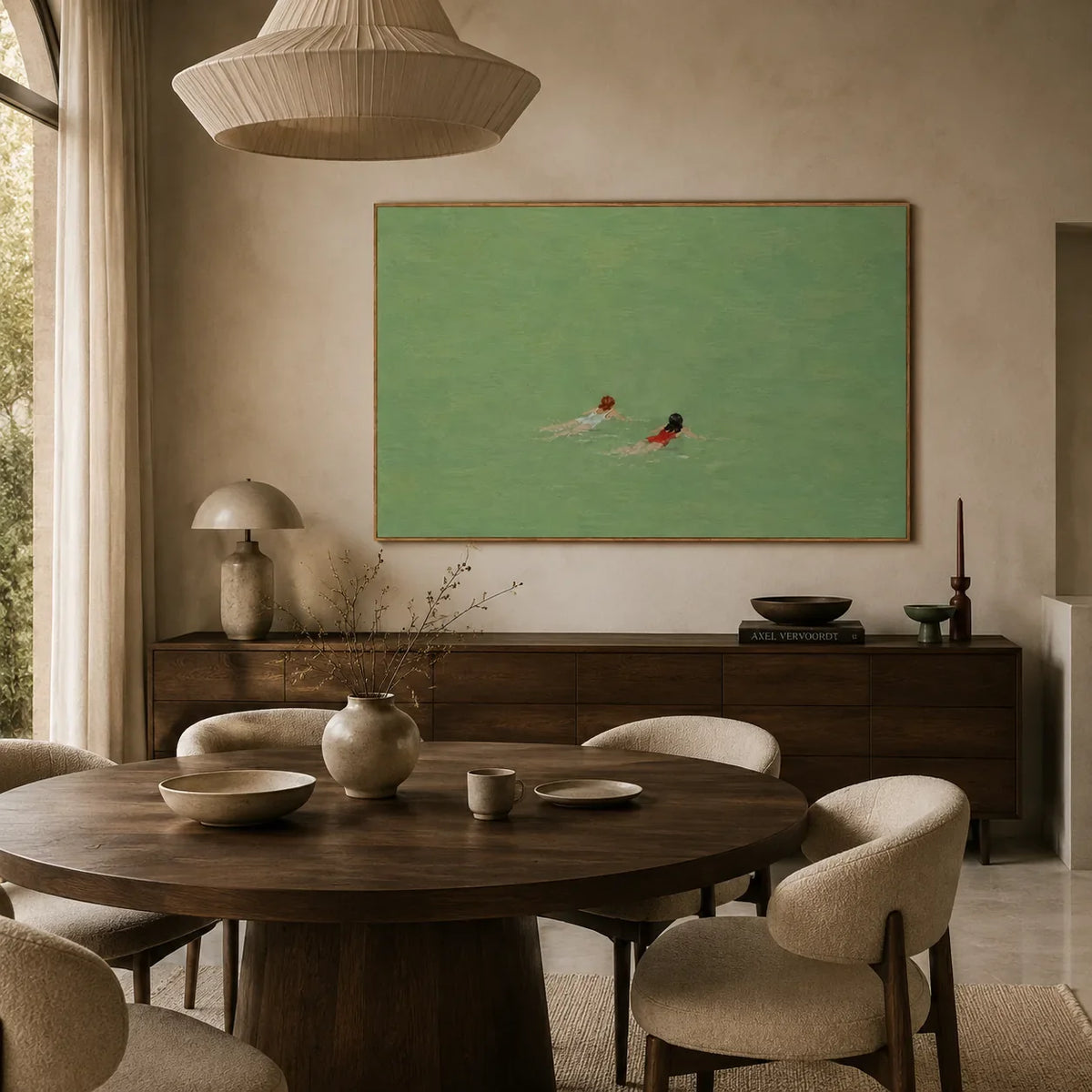Emerald Swimmers Figure Wall Art styled interior scene 4 | Olyrel