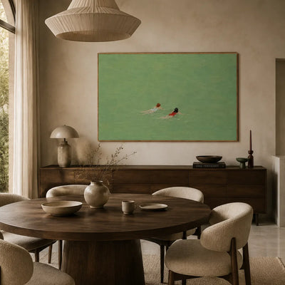 Emerald Swimmers Figure Wall Art styled interior scene 4 | Olyrel