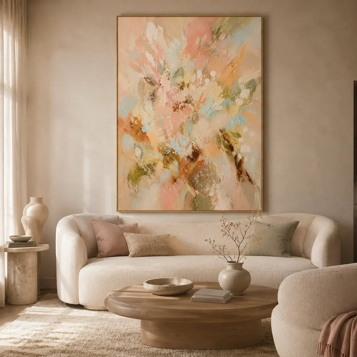 Pastel Bloom Floral Wall Art styled interior scene 1 | Olyrel