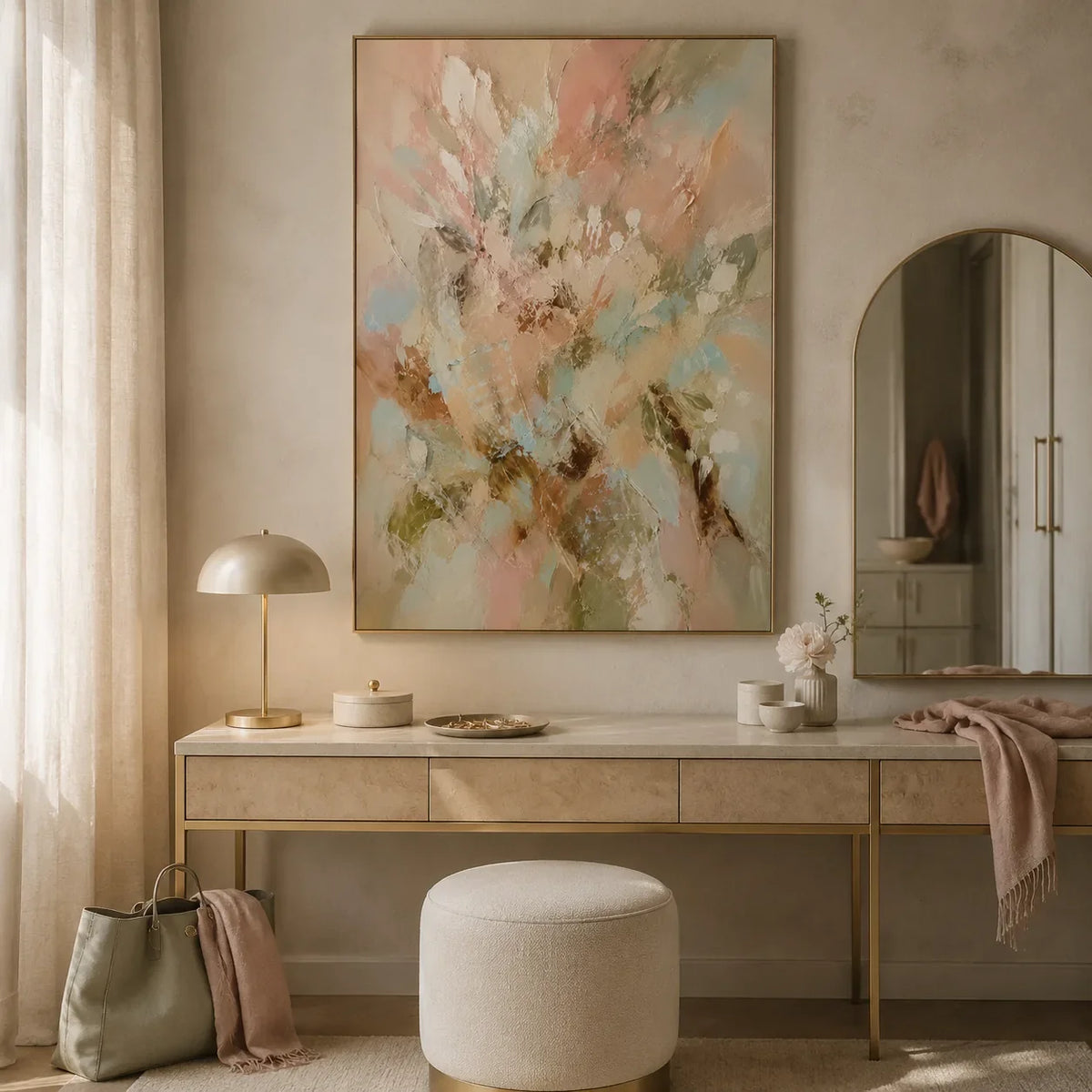 Pastel Bloom Floral Wall Art styled interior scene 2 | Olyrel