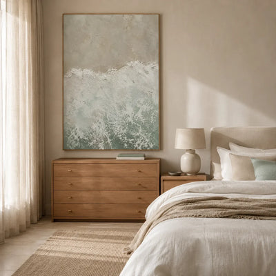Seafoam Break Textured Wall Art styled interior scene 3 | Olyrel