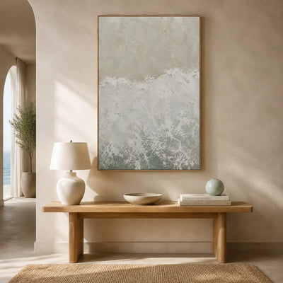 Seafoam Break Textured Wall Art styled interior scene 4 | Olyrel