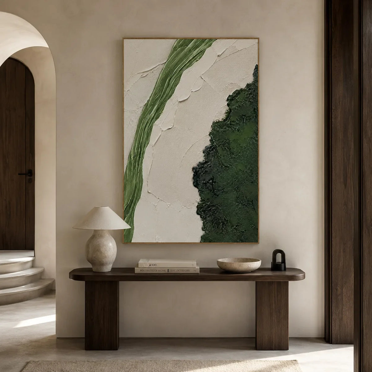 Verdant Divide Textured Wall Art styled interior scene 3 | Olyrel