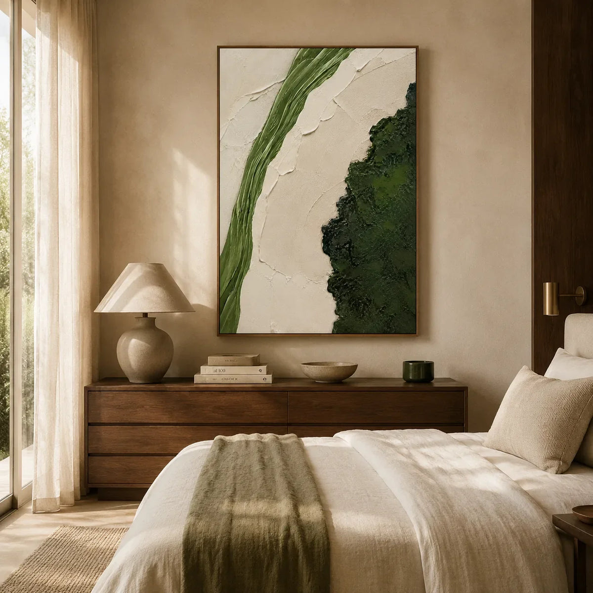 Verdant Divide Textured Wall Art styled interior scene 5 | Olyrel