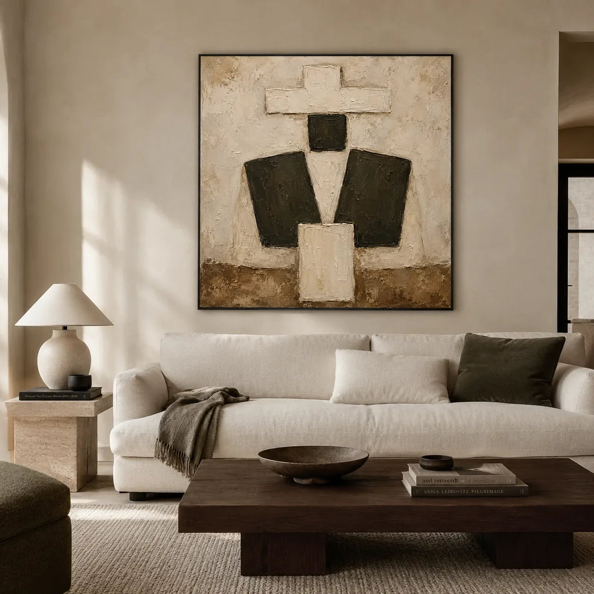 Ivory Totem Abstract Wall Art styled interior scene 1 | Olyrel