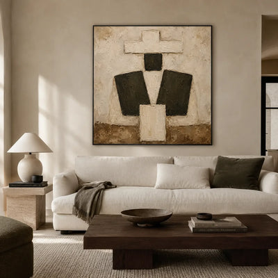 Ivory Totem Abstract Wall Art styled interior scene 1 | Olyrel