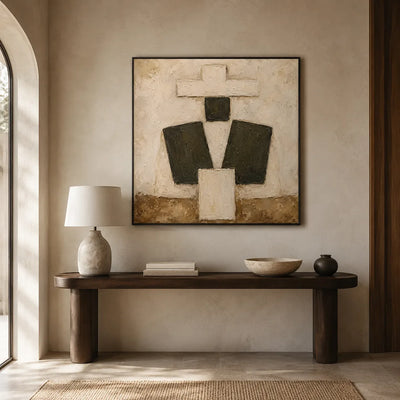 Ivory Totem Abstract Wall Art styled interior scene 2 | Olyrel