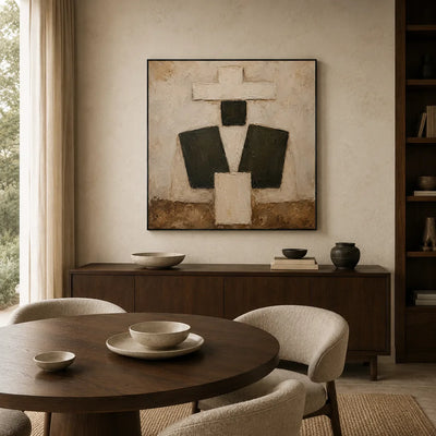 Ivory Totem Abstract Wall Art styled interior scene 4 | Olyrel