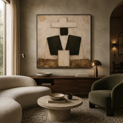 Ivory Totem Abstract Wall Art styled interior scene 5 | Olyrel