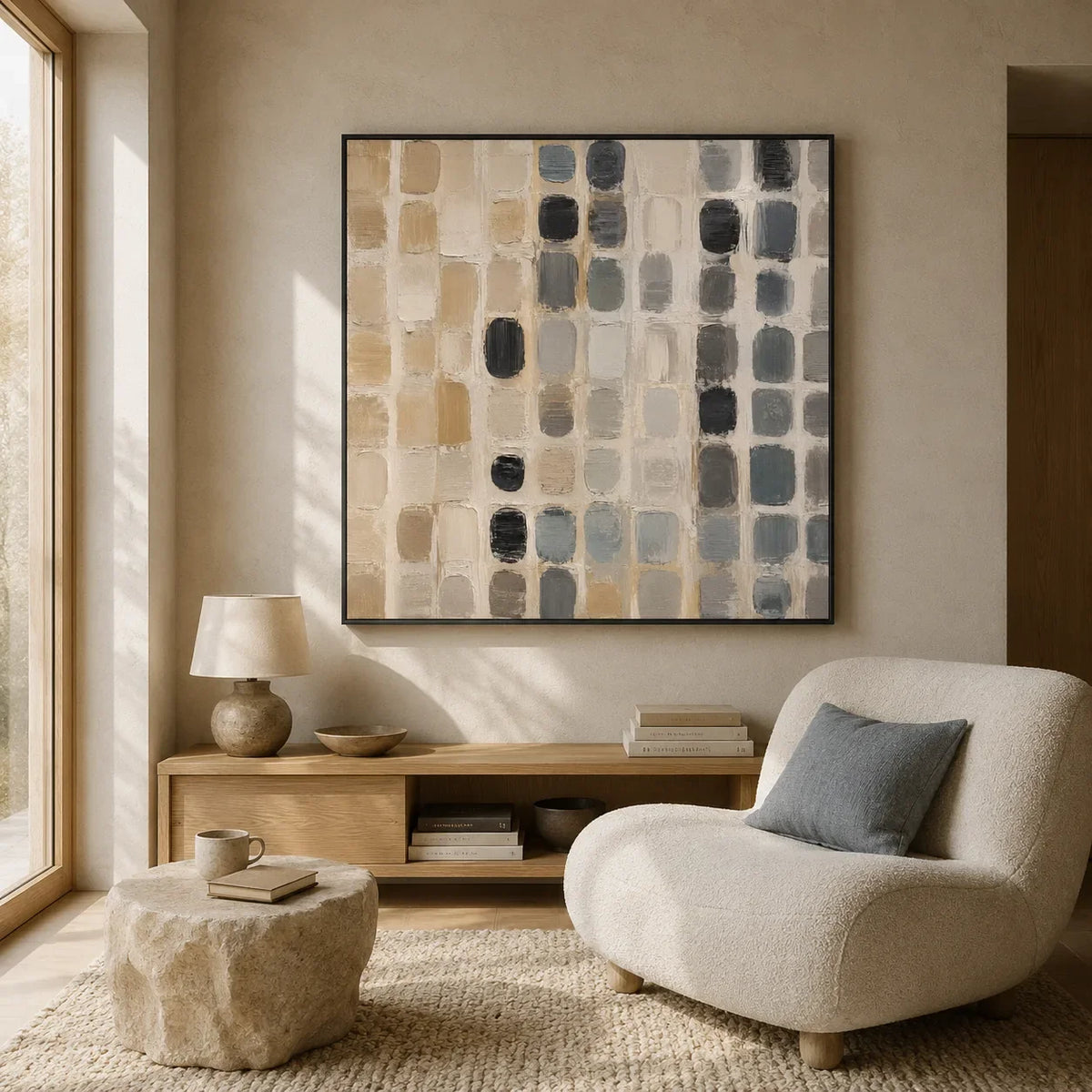 Quiet Matrix Abstract Wall Art styled interior scene 2 | Olyrel