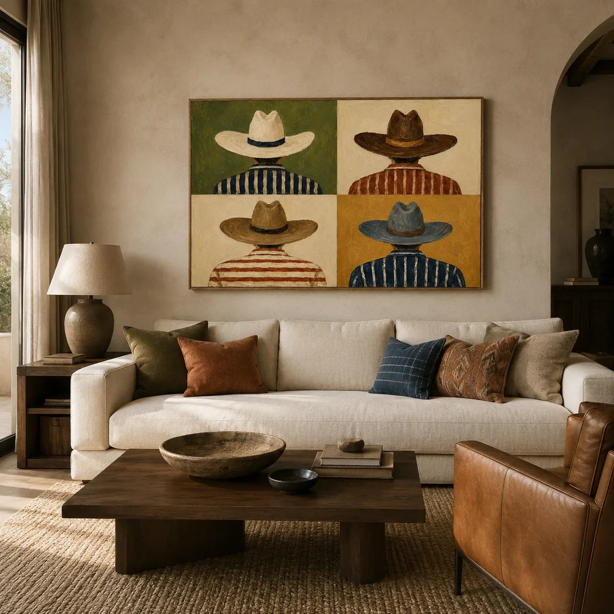 Western Quartet Figure Wall Art styled interior scene 1 | Olyrel