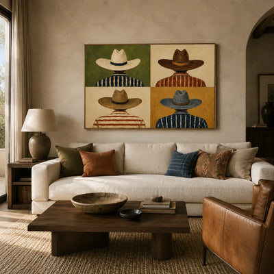 Western Quartet Figure Wall Art styled interior scene 1 | Olyrel