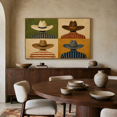 Western Quartet Figure Wall Art styled interior scene 2 | Olyrel