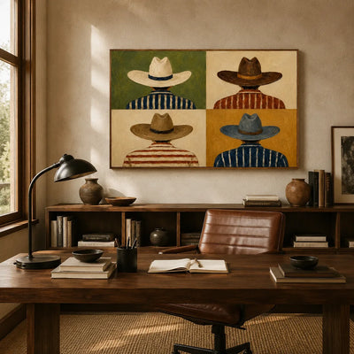 Western Quartet Figure Wall Art styled interior scene 5 | Olyrel