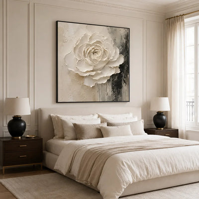 Sculpted Rose Relief Wall Art styled interior scene 2 | Olyrel