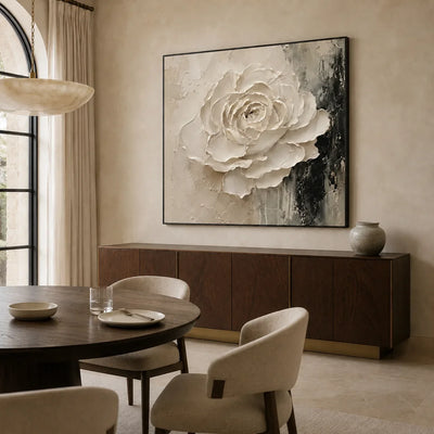 Sculpted Rose Relief Wall Art styled interior scene 3 | Olyrel