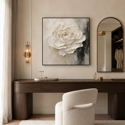 Sculpted Rose Relief Wall Art styled interior scene 4 | Olyrel