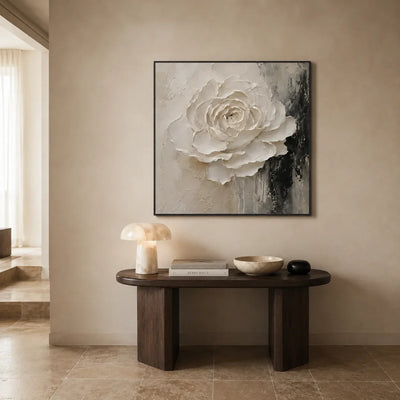 Sculpted Rose Relief Wall Art styled interior scene 5 | Olyrel