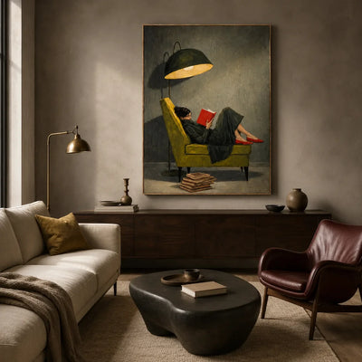 Quiet Reader Figure Wall Art styled interior scene 2 | Olyrel