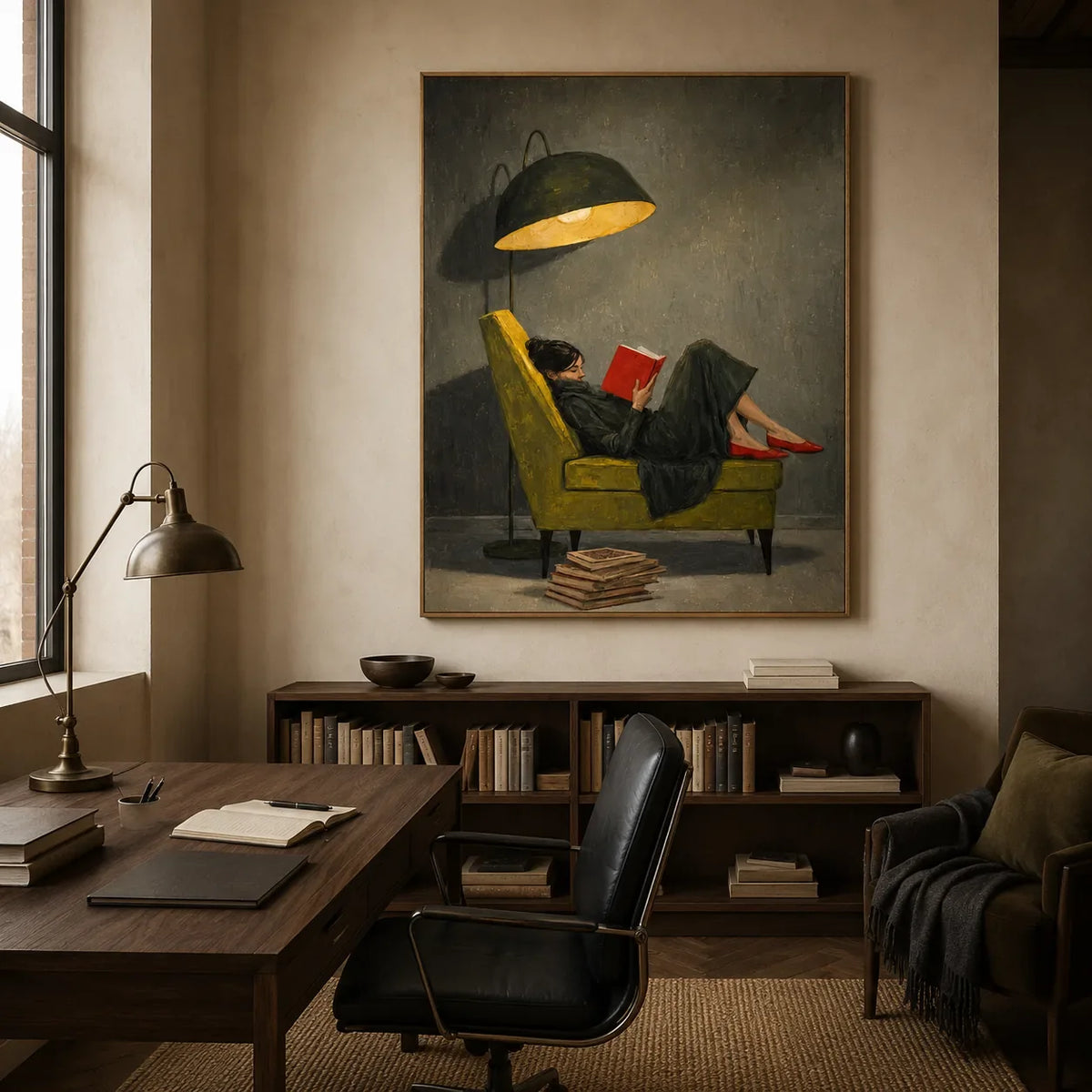 Quiet Reader Figure Wall Art styled interior scene 3 | Olyrel