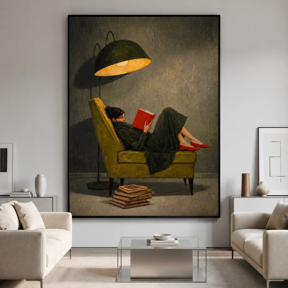 Quiet Reader Figure Wall Art styled interior scene 4 | Olyrel