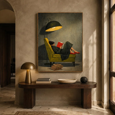 Quiet Reader Figure Wall Art styled interior scene 5 | Olyrel