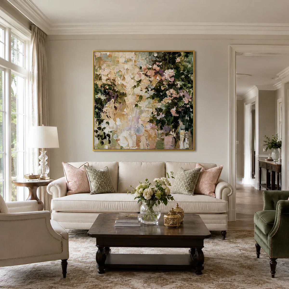 Garden Bloom Floral Wall Art styled in a modern living room | Olyrel
