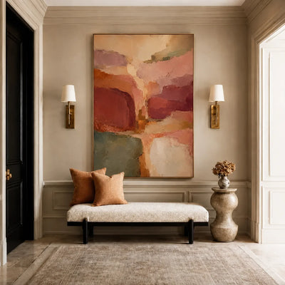 Coral Passage Abstract Wall Art styled interior scene 5 | Olyrel