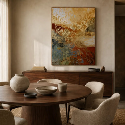 Copper Torrent Abstract Wall Art styled interior scene 2 | Olyrel
