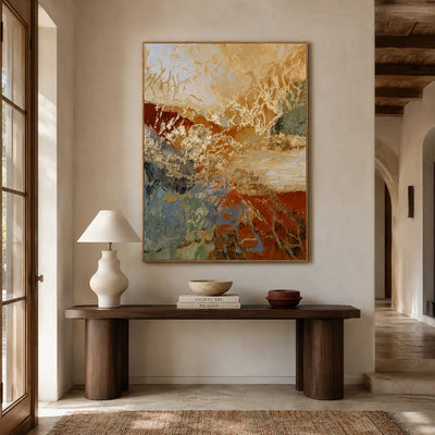 Copper Torrent Abstract Wall Art styled interior scene 3 | Olyrel