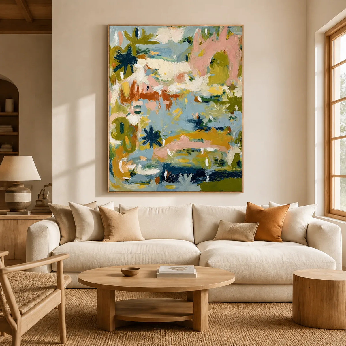 Pastel Thicket Abstract Wall Art styled interior scene 1 | Olyrel